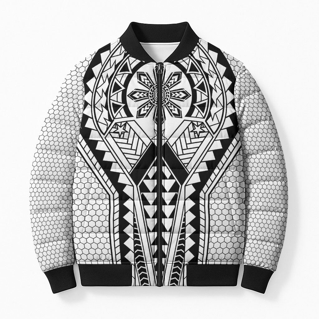 Philippines Batok Tribal Inspired Tattoo White Bomber Puffer Jacket