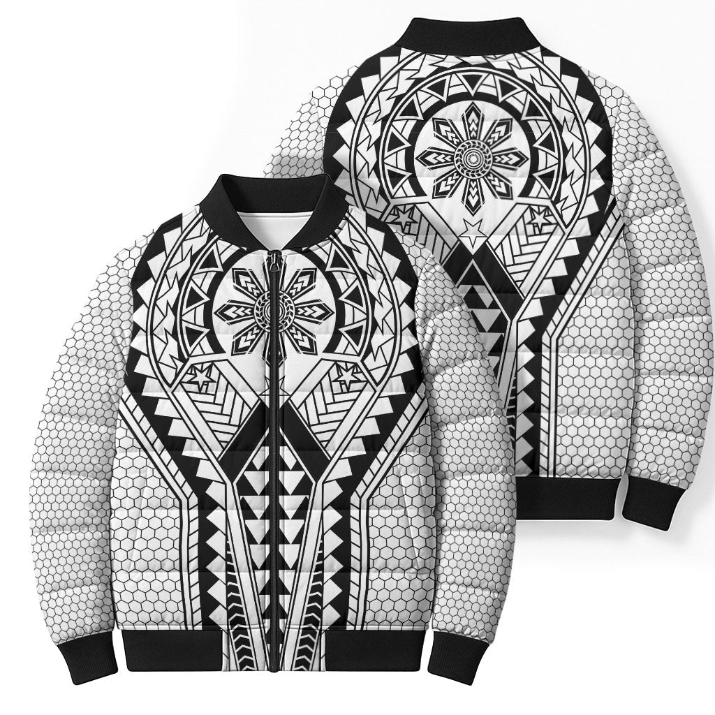 Philippines Batok Tribal Inspired Tattoo White Bomber Puffer Jacket