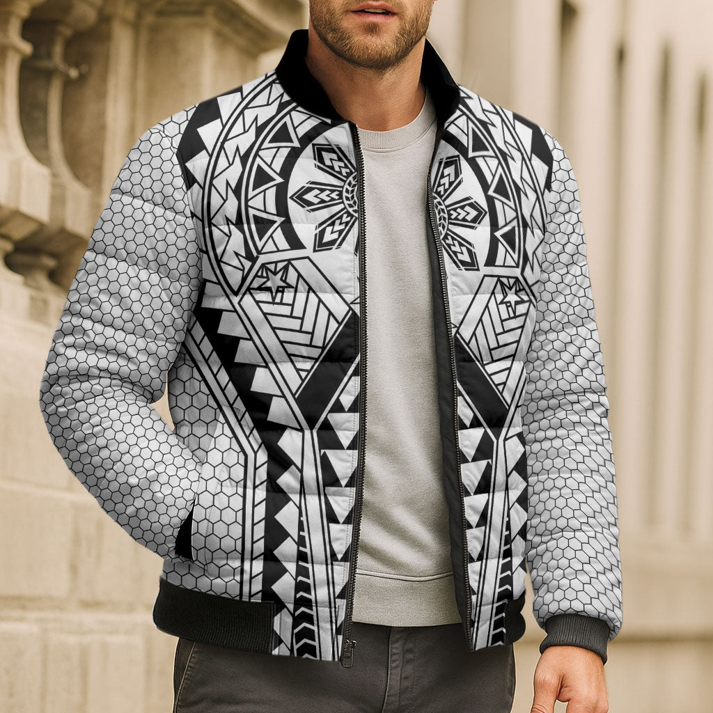 Philippines Batok Tribal Inspired Tattoo White Bomber Puffer Jacket