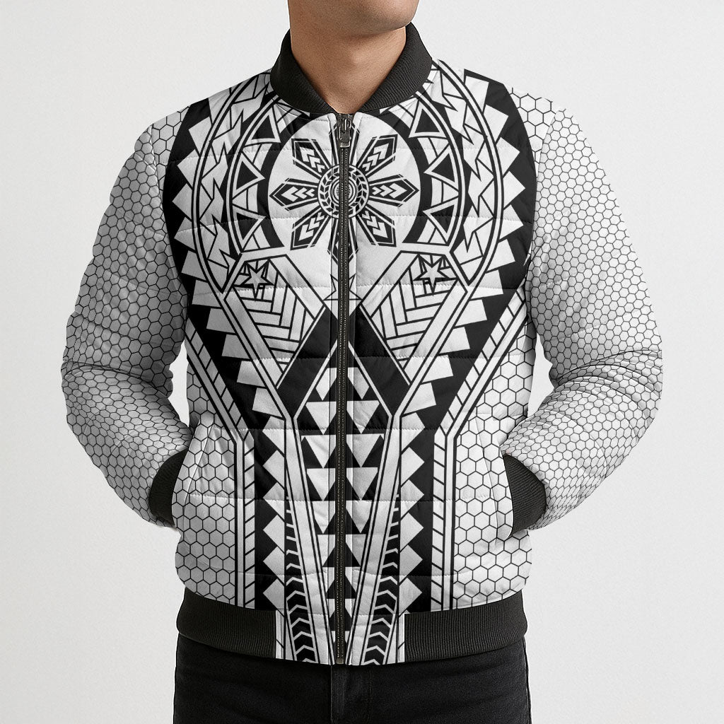Philippines Batok Tribal Inspired Tattoo White Bomber Puffer Jacket