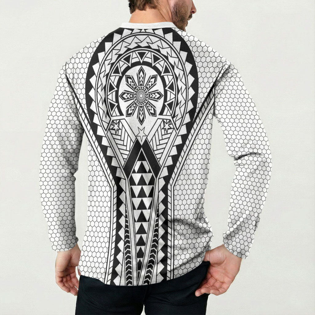 Philippines Batok Tribal Inspired Tattoo White Button Sweatshirt