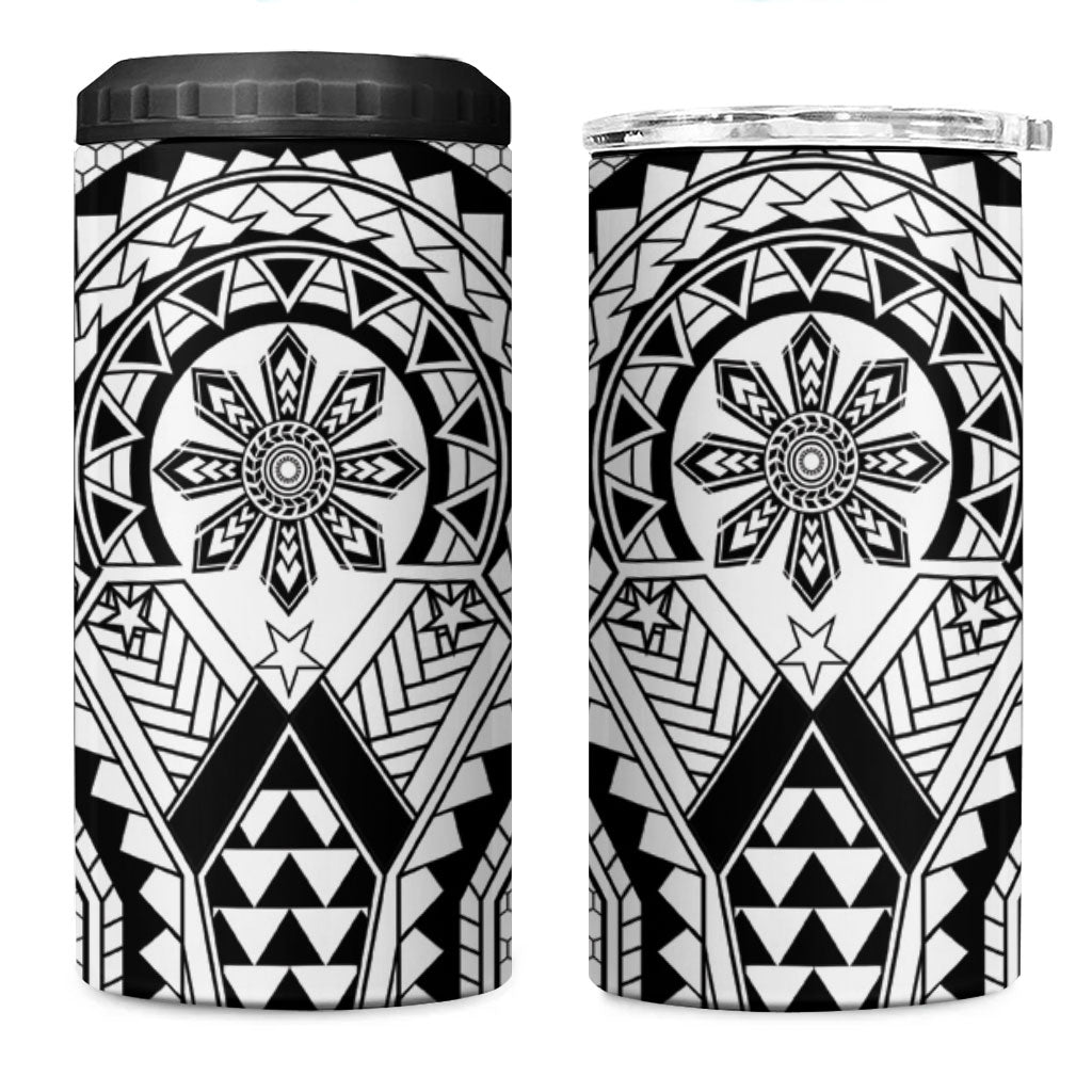 Philippines Batok Tribal Inspired Tattoo White 4 in 1 Can Cooler Tumbler