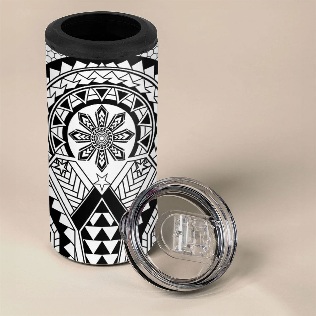 Philippines Batok Tribal Inspired Tattoo White 4 in 1 Can Cooler Tumbler