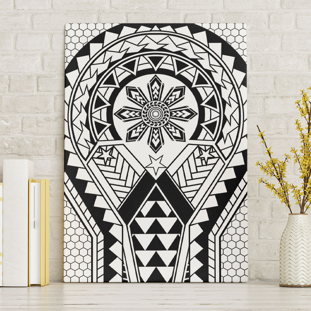 Philippines Batok Tribal Inspired Tattoo White Canvas Wall Art