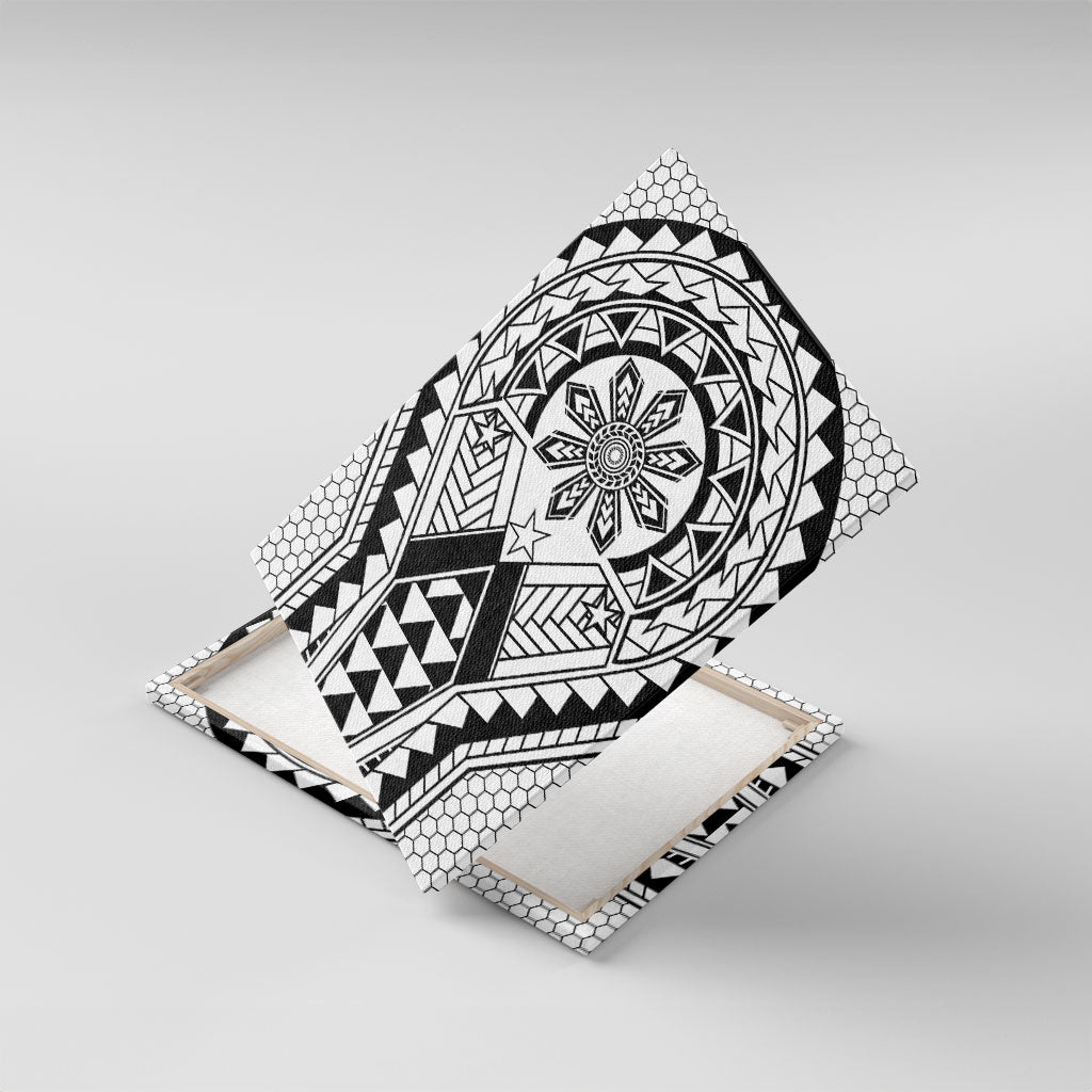 Philippines Batok Tribal Inspired Tattoo White Canvas Wall Art