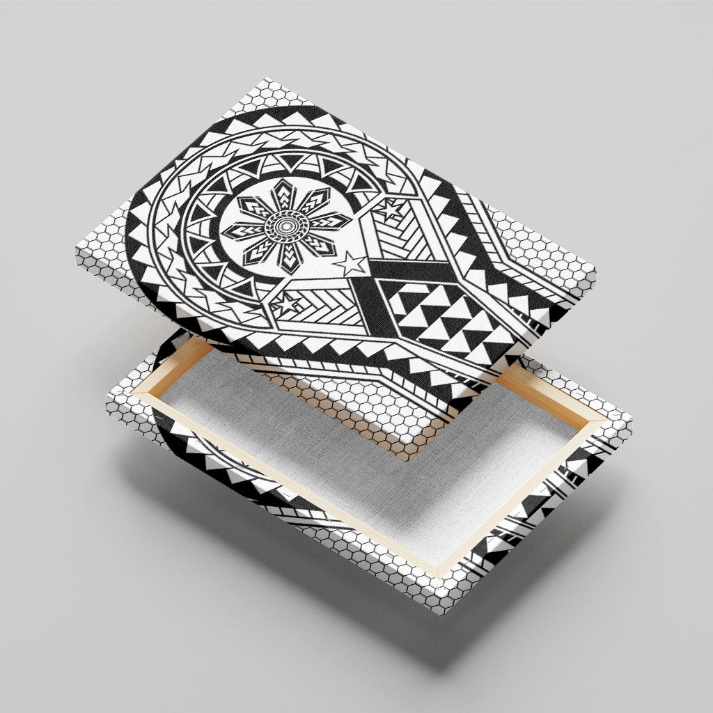 Philippines Batok Tribal Inspired Tattoo White Canvas Wall Art