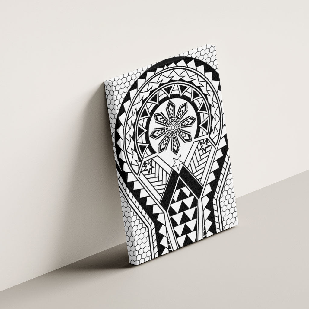 Philippines Batok Tribal Inspired Tattoo White Canvas Wall Art