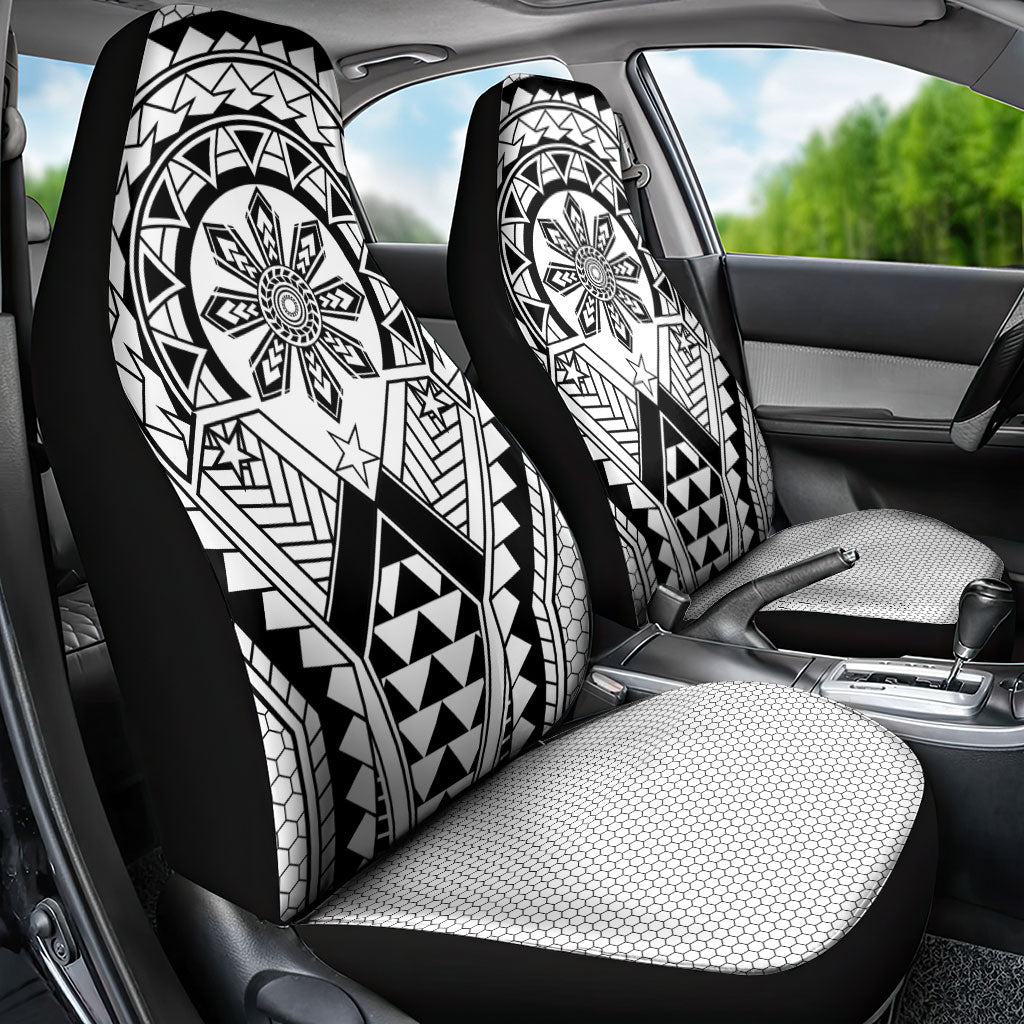 Philippines Batok Tribal Inspired Tattoo White Car Seat Cover