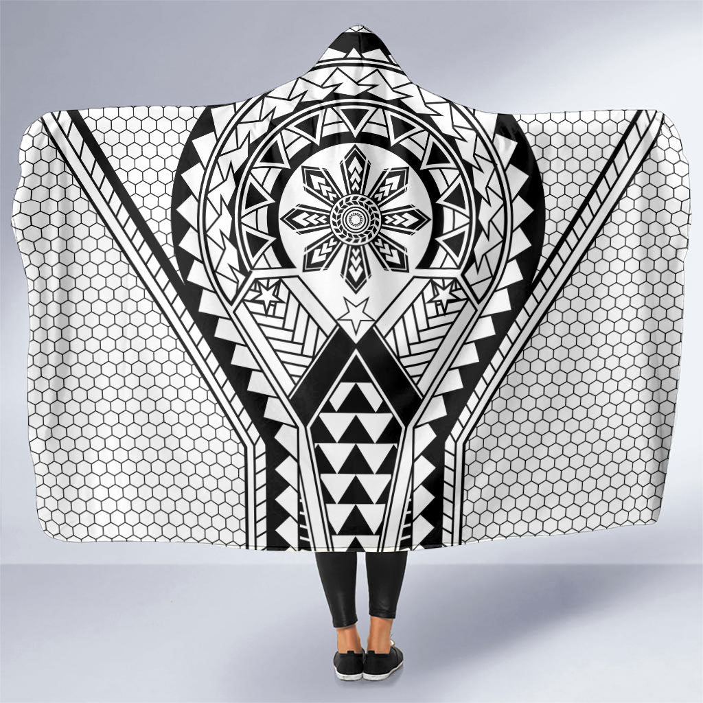 Philippines Batok Tribal Inspired Tattoo White Hooded Blanket