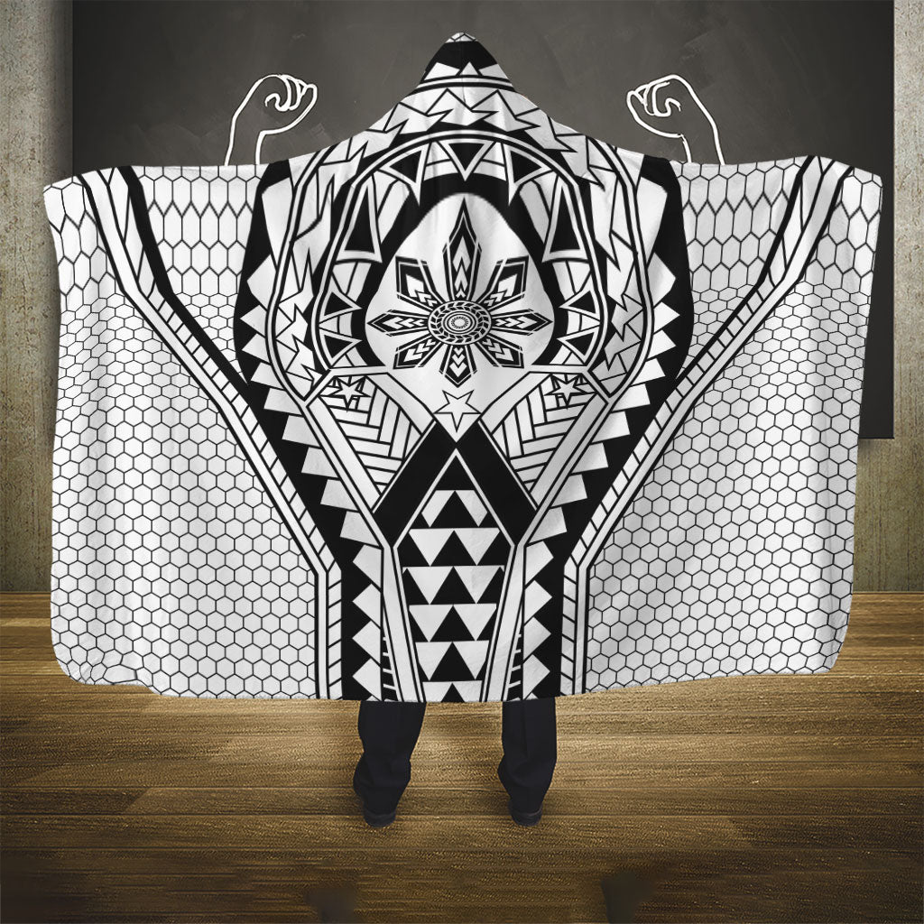 Philippines Batok Tribal Inspired Tattoo White Hooded Blanket