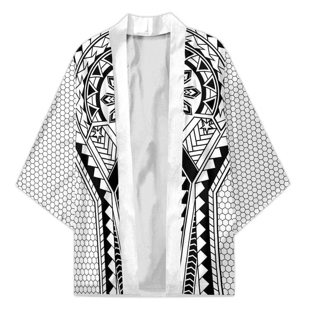 Philippines Batok Tribal Inspired Tattoo White Kimono