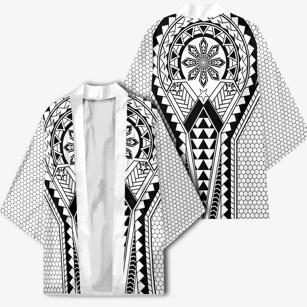 Philippines Batok Tribal Inspired Tattoo White Kimono