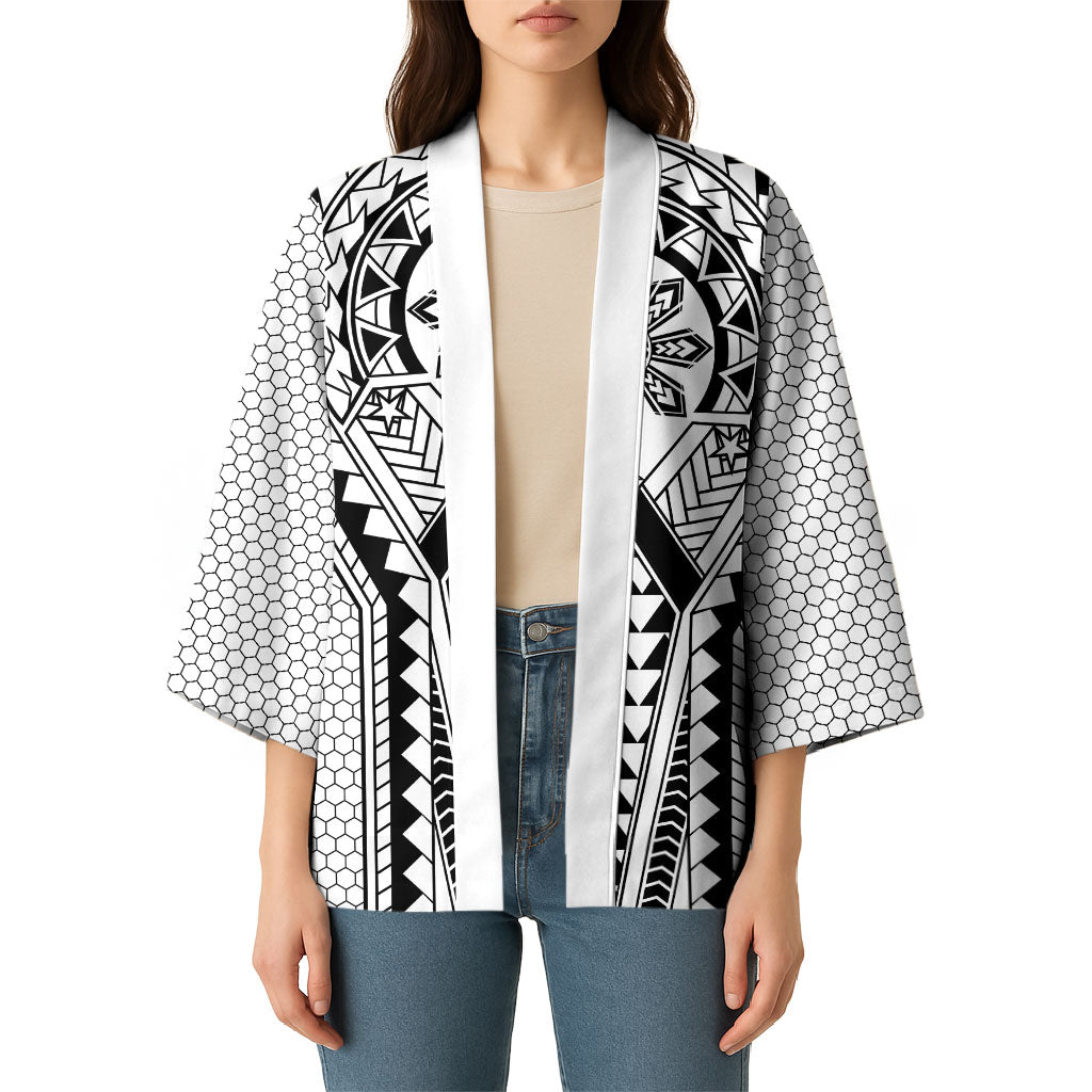 Philippines Batok Tribal Inspired Tattoo White Kimono
