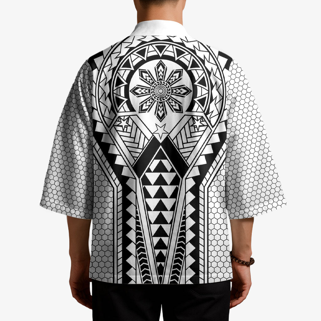 Philippines Batok Tribal Inspired Tattoo White Kimono