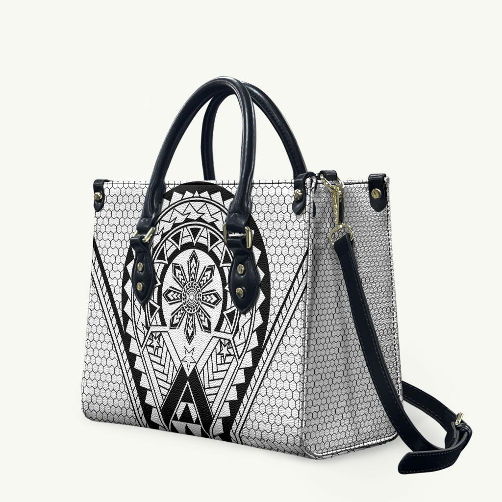 Philippines Batok Tribal Inspired Tattoo White Leather Bag