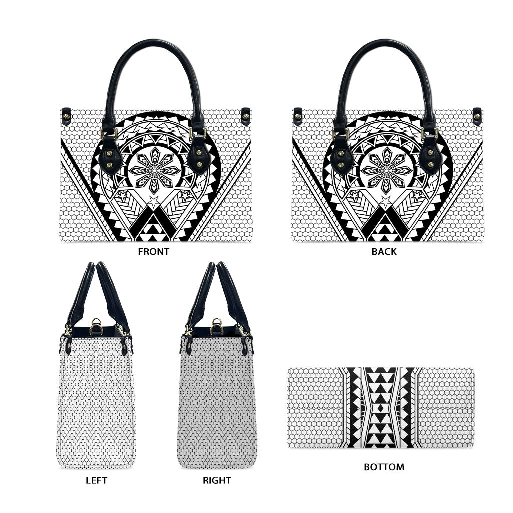 Philippines Batok Tribal Inspired Tattoo White Leather Bag