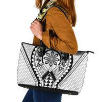 Philippines Batok Tribal Inspired Tattoo White Leather Tote Bag