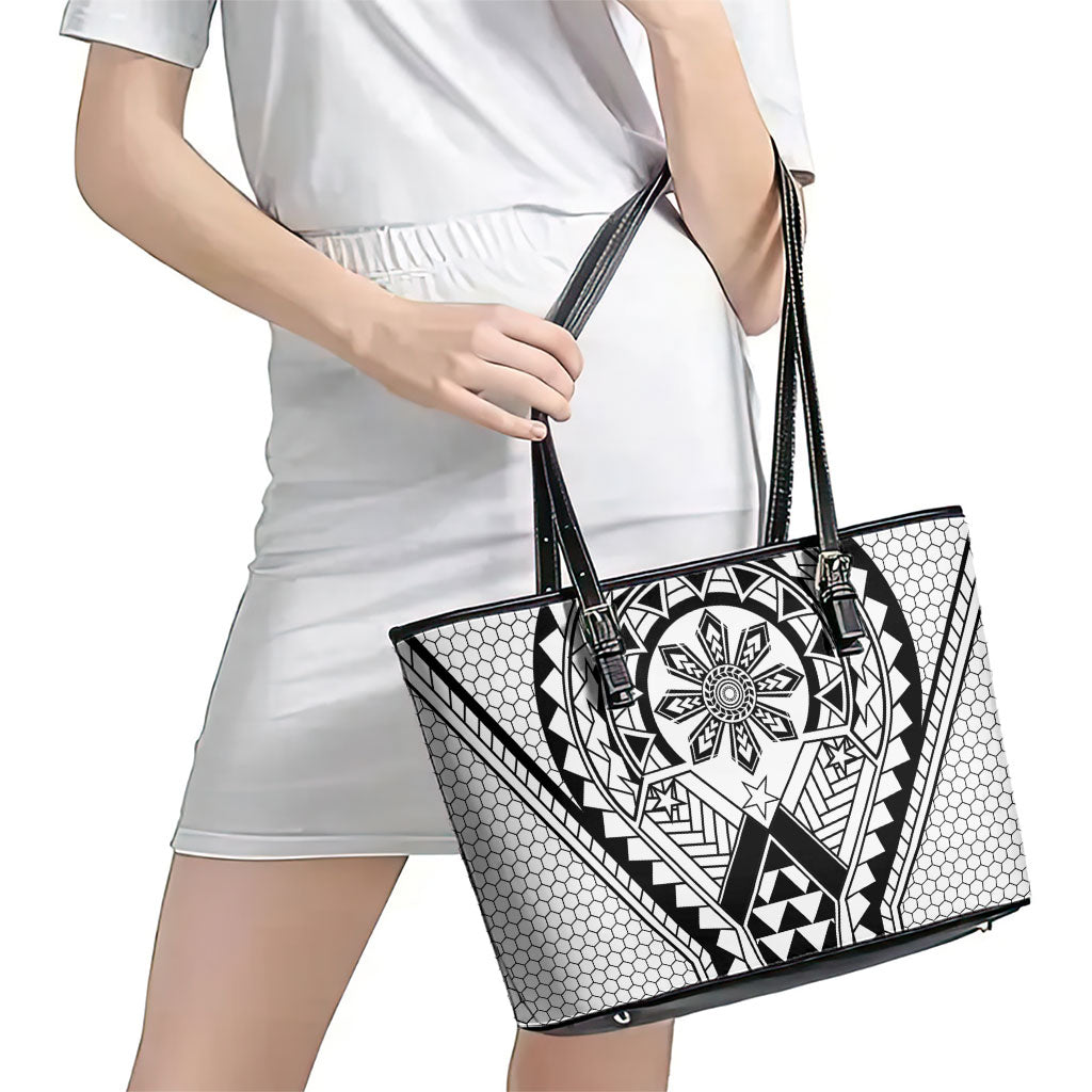 Philippines Batok Tribal Inspired Tattoo White Leather Tote Bag