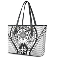 Philippines Batok Tribal Inspired Tattoo White Leather Tote Bag