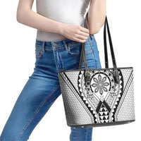 Philippines Batok Tribal Inspired Tattoo White Leather Tote Bag