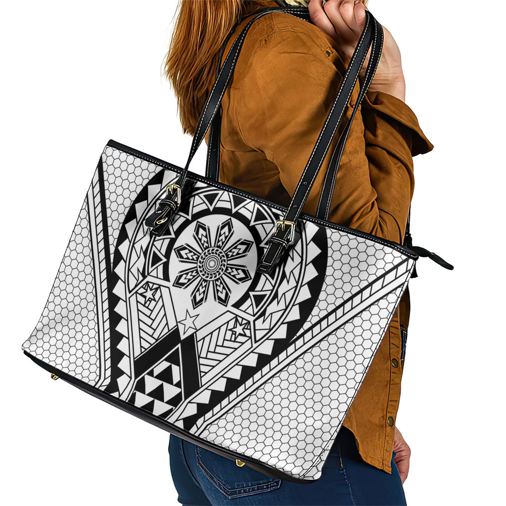 Philippines Batok Tribal Inspired Tattoo White Leather Tote Bag