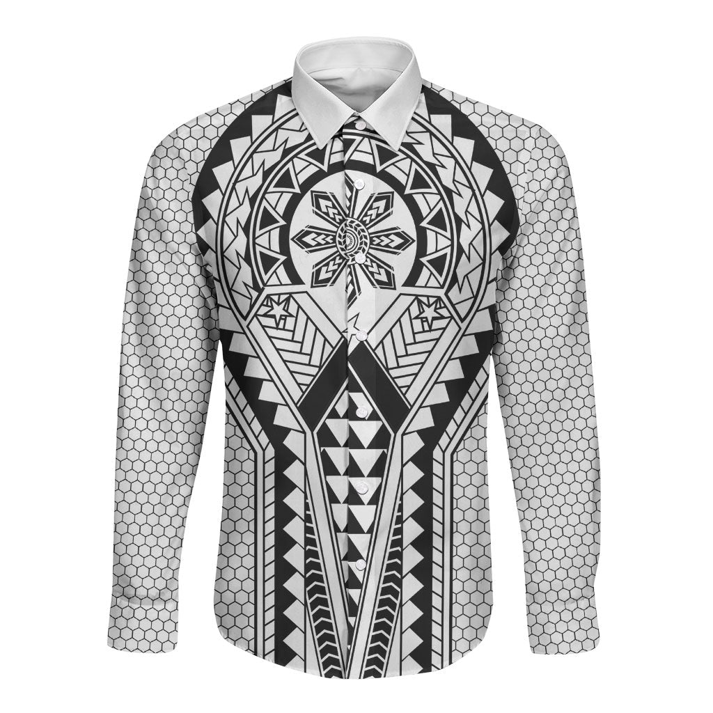 Philippines Batok Tribal Inspired Tattoo White Long Sleeve Button Shirt