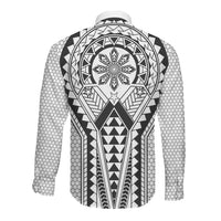 Philippines Batok Tribal Inspired Tattoo White Long Sleeve Button Shirt