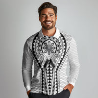 Philippines Batok Tribal Inspired Tattoo White Long Sleeve Polo Shirt
