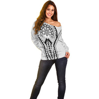 Philippines Batok Tribal Inspired Tattoo White Off Shoulder Sweater