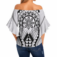 Philippines Batok Tribal Inspired Tattoo White Off Shoulder Wrap Waist Top
