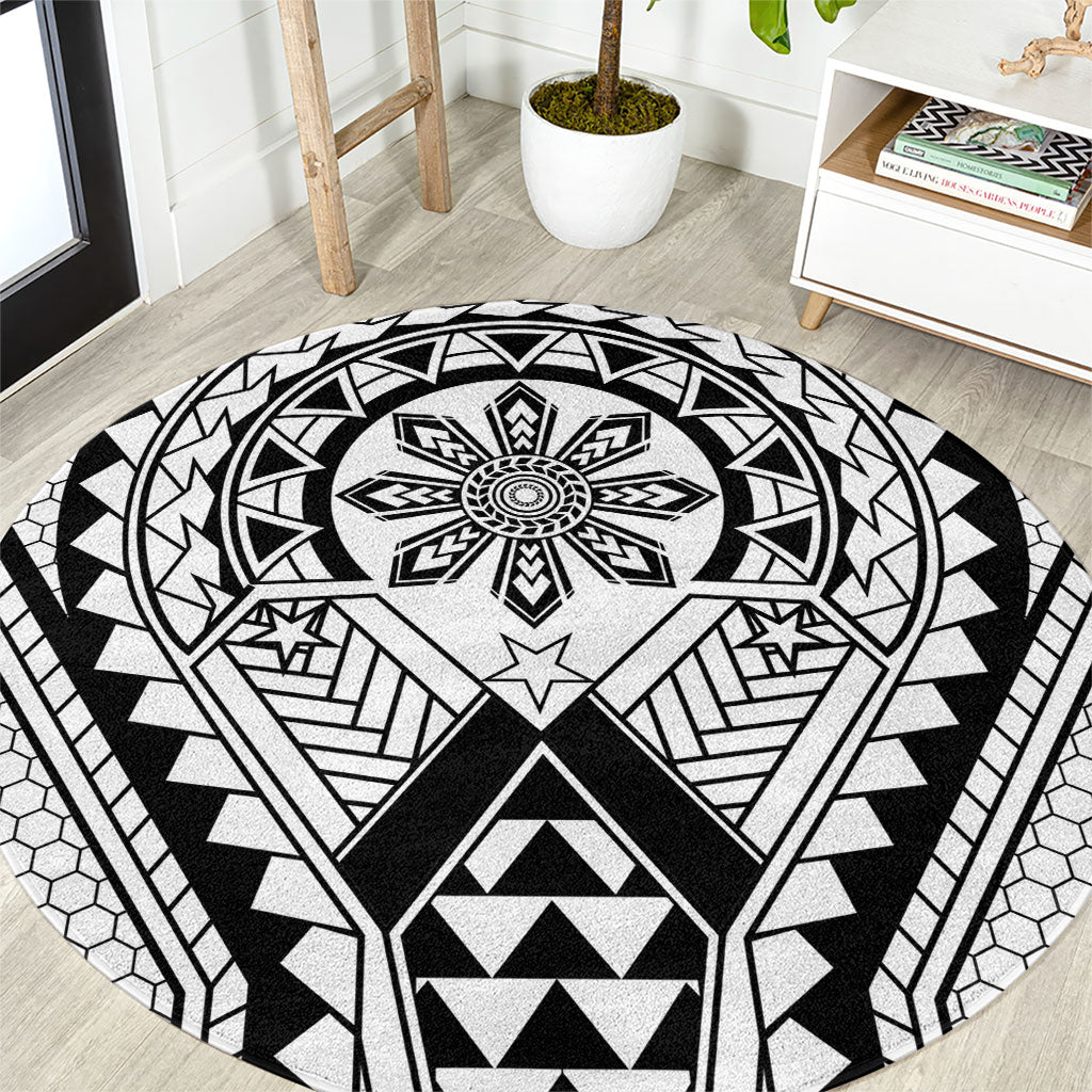 Philippines Batok Tribal Inspired Tattoo White Round Carpet