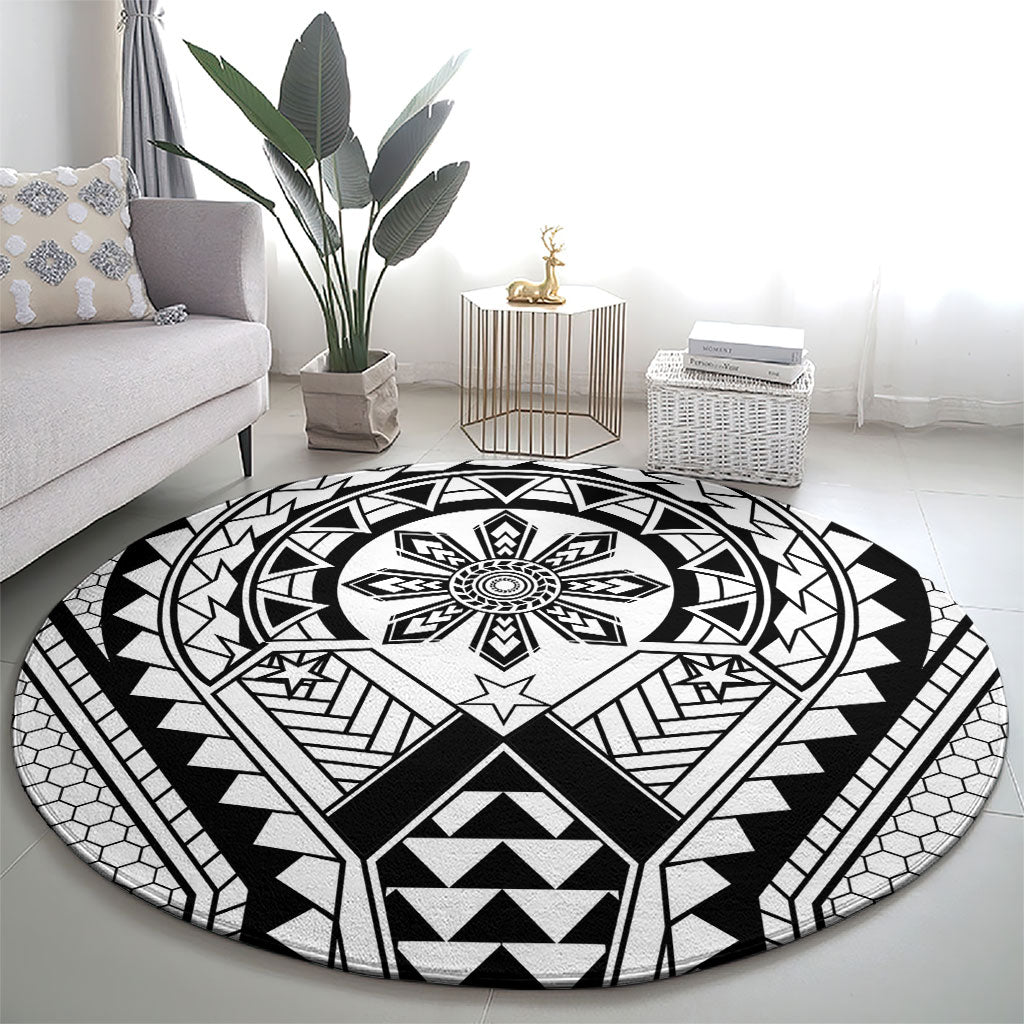 Philippines Batok Tribal Inspired Tattoo White Round Carpet