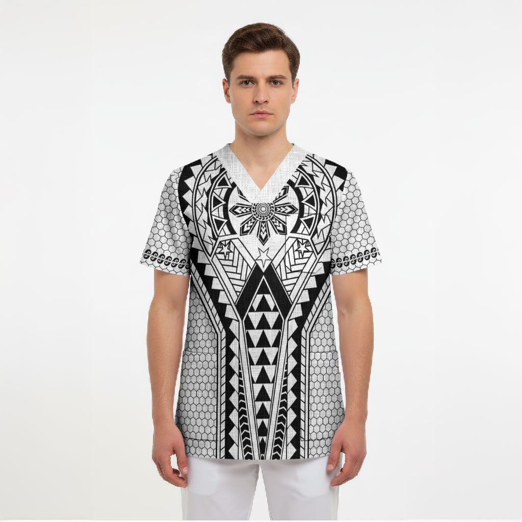 Philippines Batok Tribal Inspired Tattoo White Scrub Top