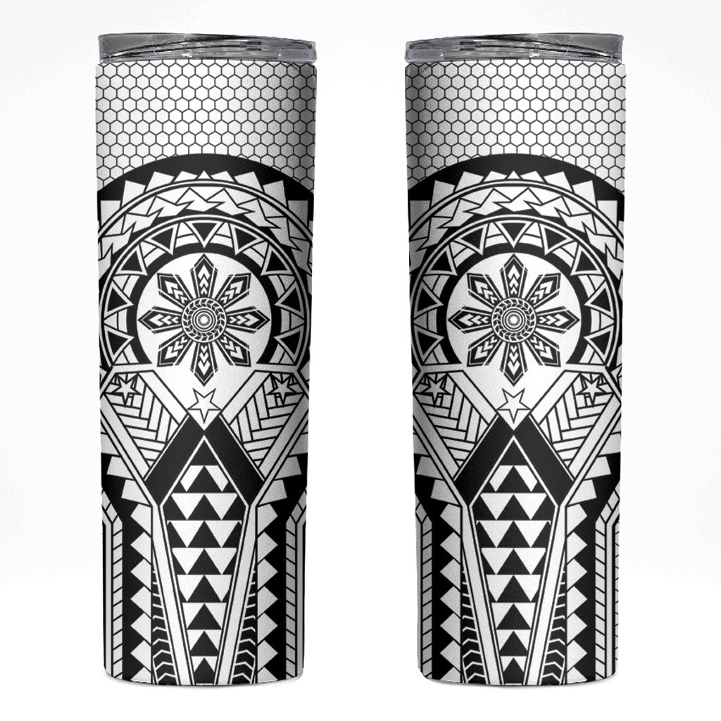 Philippines Batok Tribal Inspired Tattoo White Skinny Tumbler
