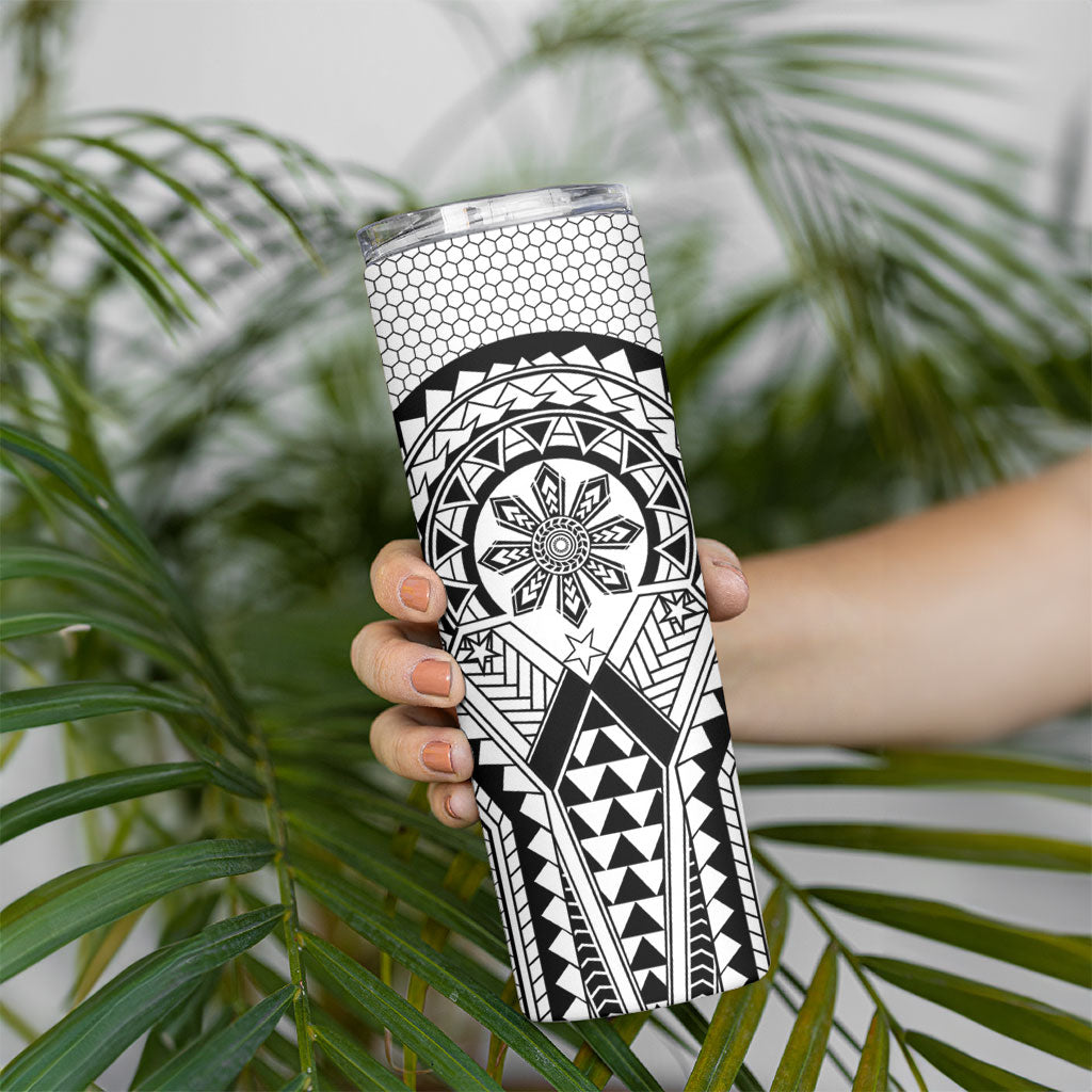 Philippines Batok Tribal Inspired Tattoo White Skinny Tumbler