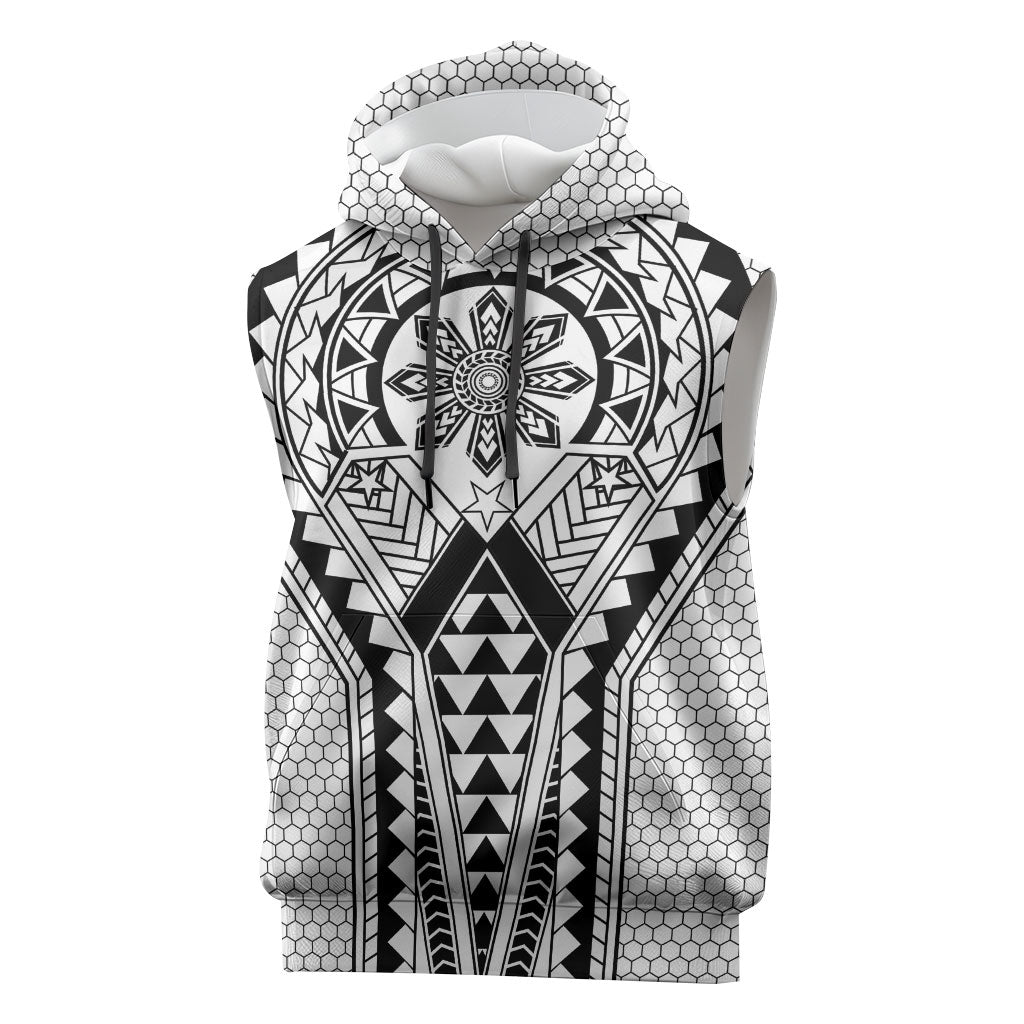 Philippines Batok Tribal Inspired Tattoo White Sleeveless Hoodie