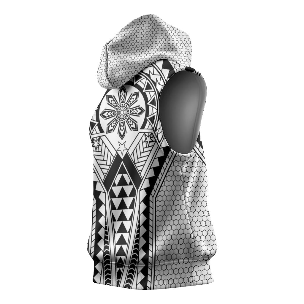 Philippines Batok Tribal Inspired Tattoo White Sleeveless Hoodie