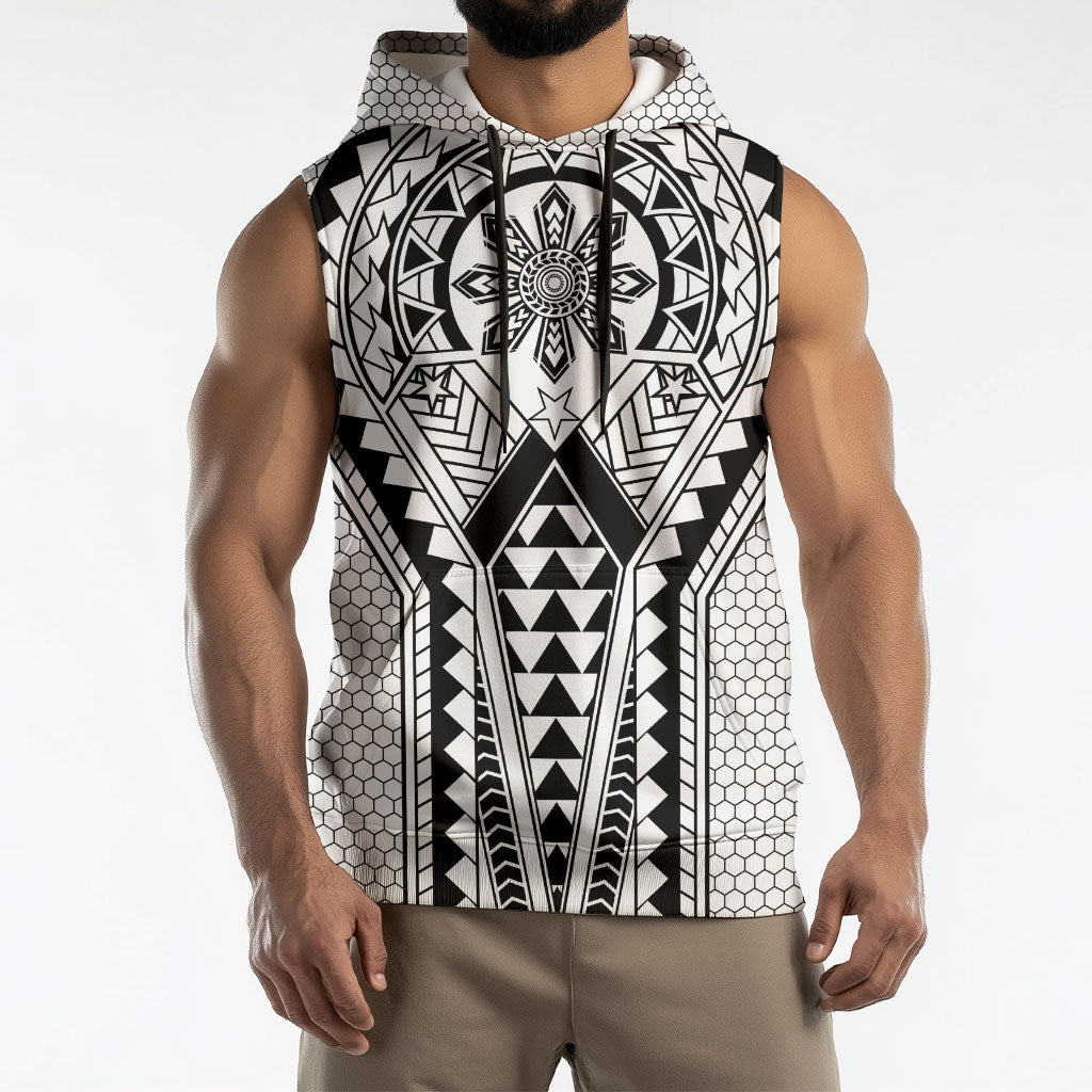 Philippines Batok Tribal Inspired Tattoo White Sleeveless Hoodie