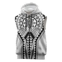 Philippines Batok Tribal Inspired Tattoo White Sleeveless Zip Hoodie