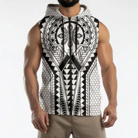 Philippines Batok Tribal Inspired Tattoo White Sleeveless Zip Hoodie