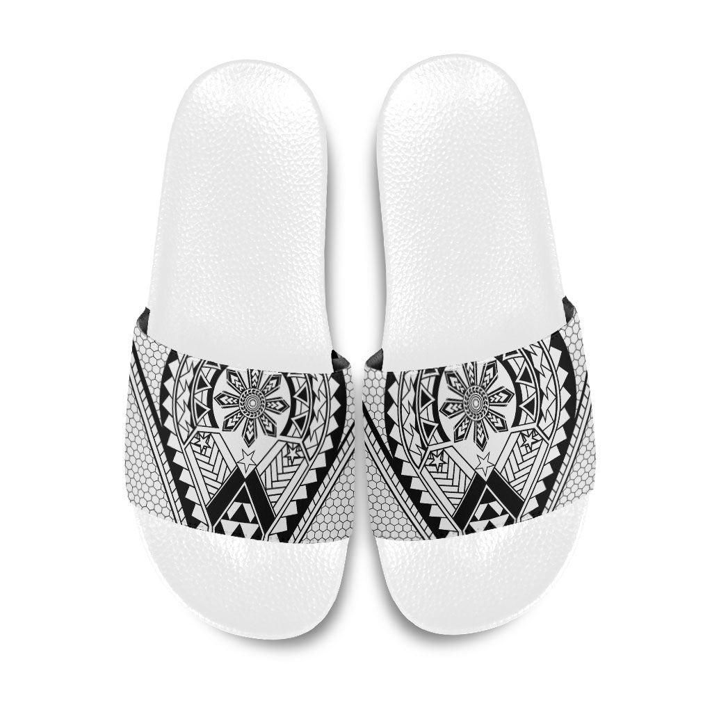 Philippines Batok Tribal Inspired Tattoo White Slide Sandals