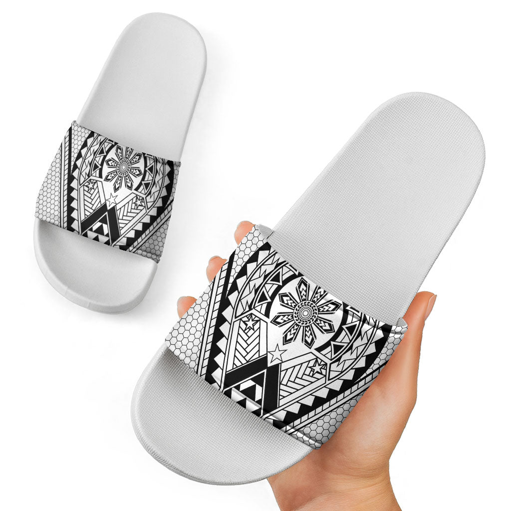 Philippines Batok Tribal Inspired Tattoo White Slide Sandals
