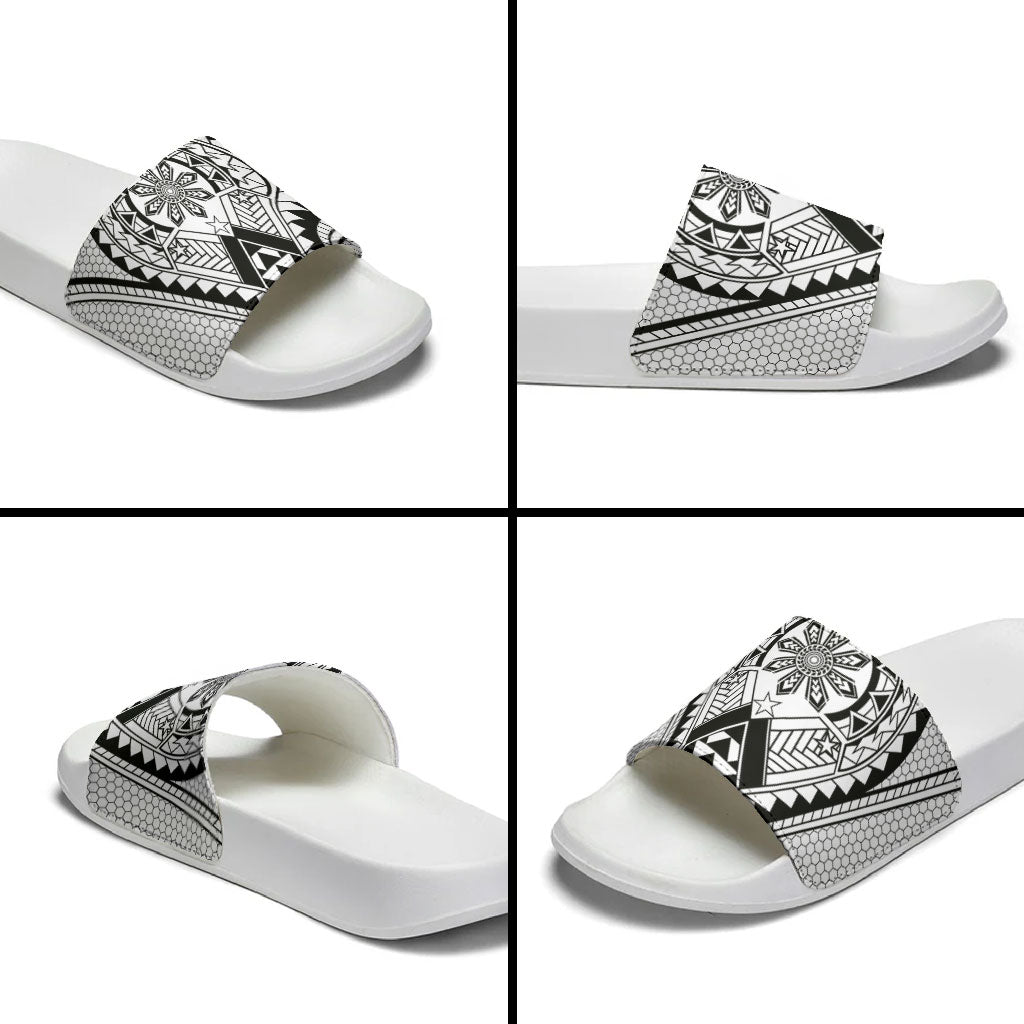 Philippines Batok Tribal Inspired Tattoo White Slide Sandals