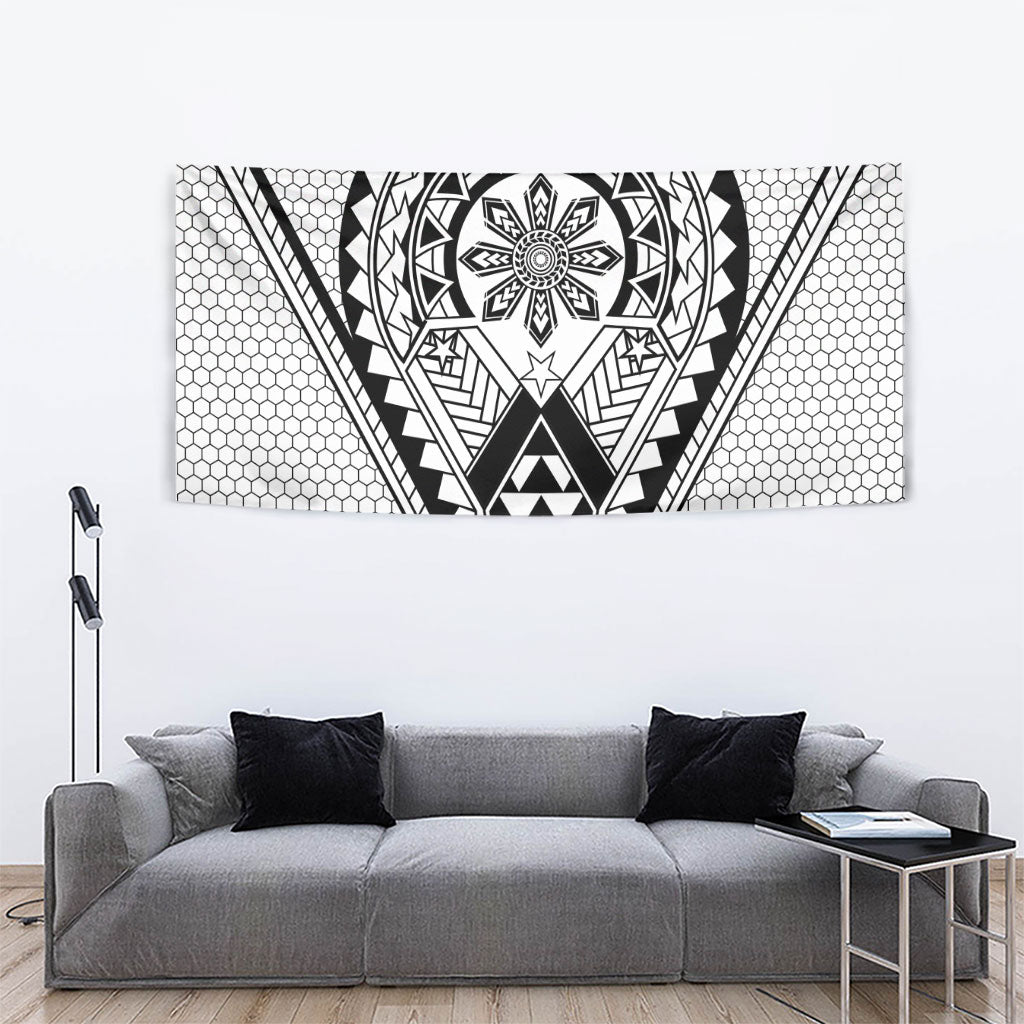 Philippines Batok Tribal Inspired Tattoo White Tapestry