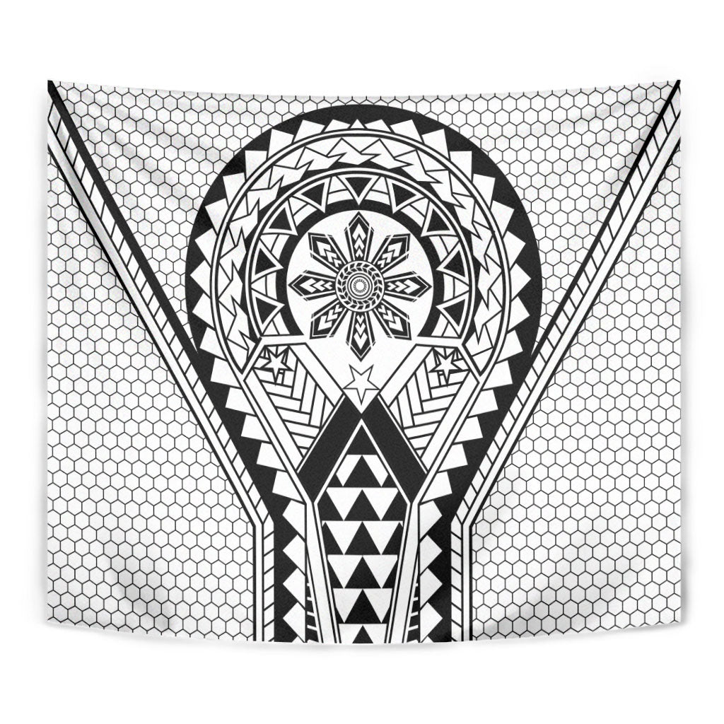 Philippines Batok Tribal Inspired Tattoo White Tapestry