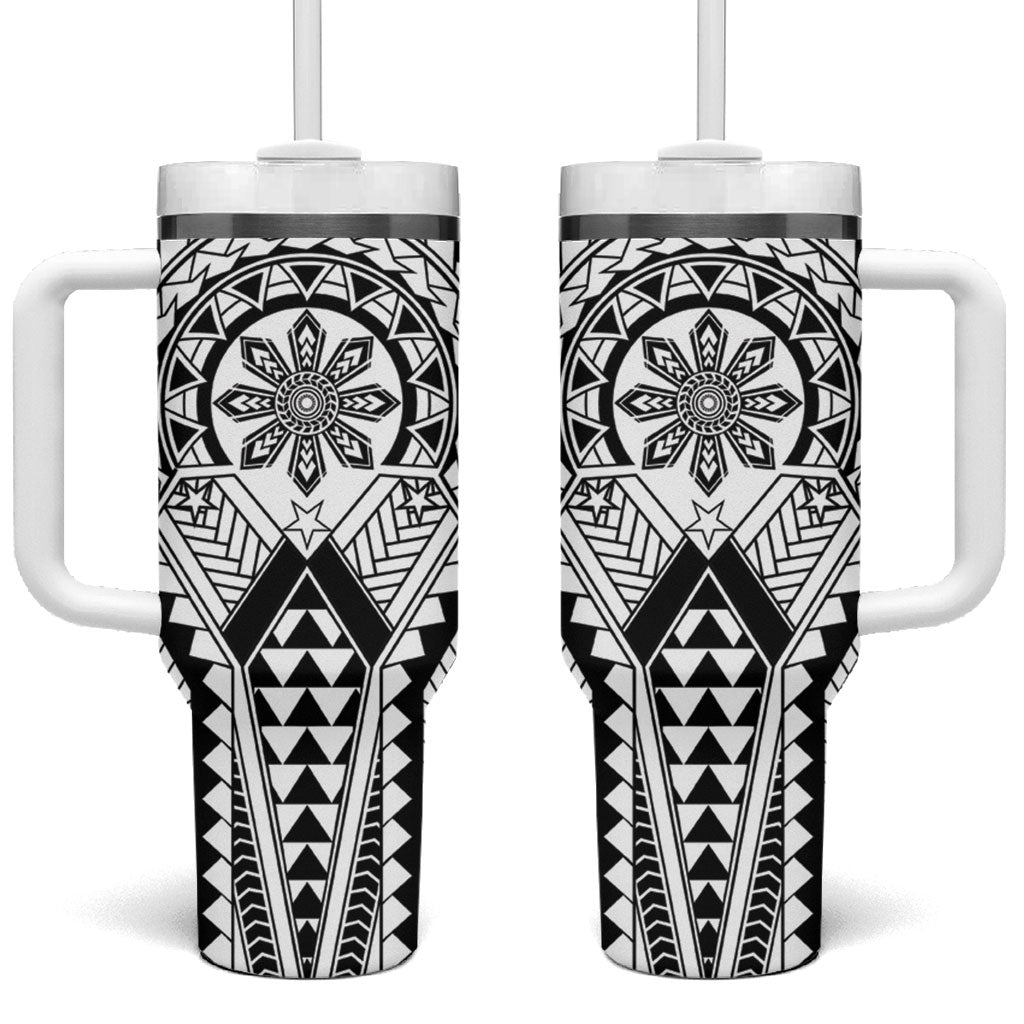 Philippines Batok Tribal Inspired Tattoo White Tumbler With Handle