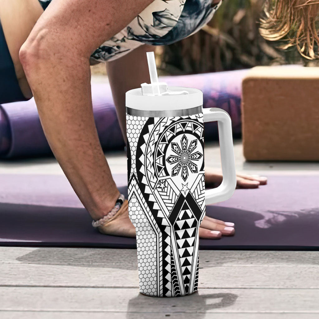 Philippines Batok Tribal Inspired Tattoo White Tumbler With Handle