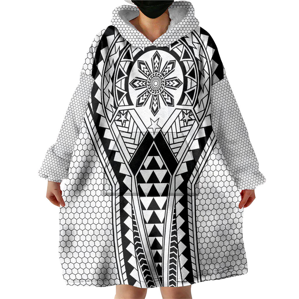Philippines Batok Tribal Inspired Tattoo White Wearable Blanket Hoodie