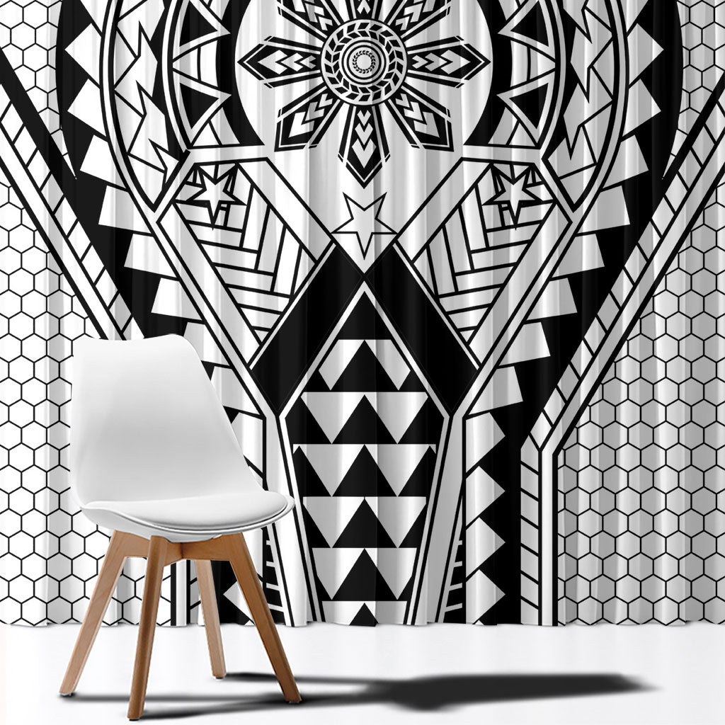Philippines Batok Tribal Inspired Tattoo White Window Curtain