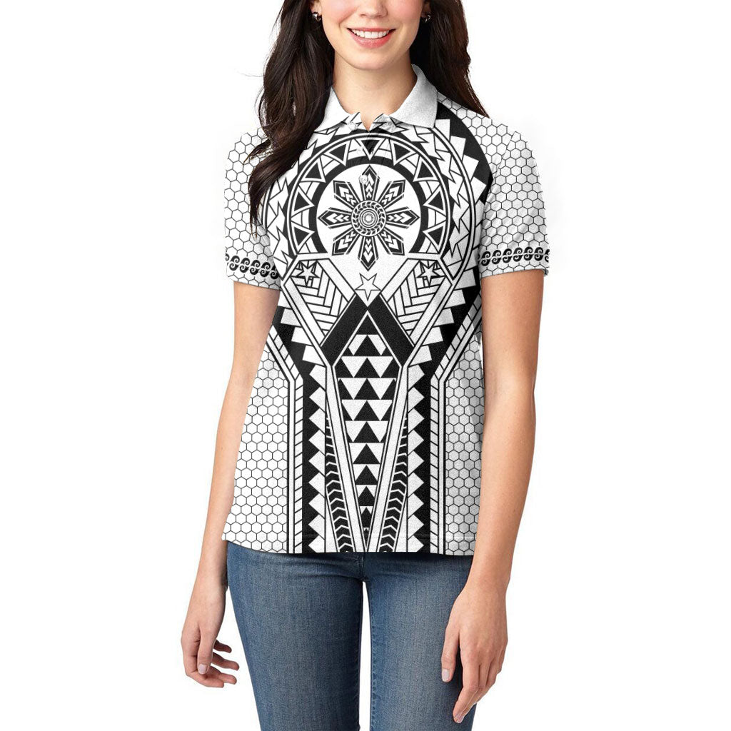 Philippines Batok Tribal Inspired Tattoo White Women Polo Shirt